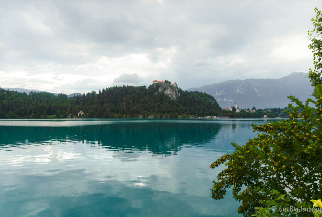 View of castle on Lake Bled
