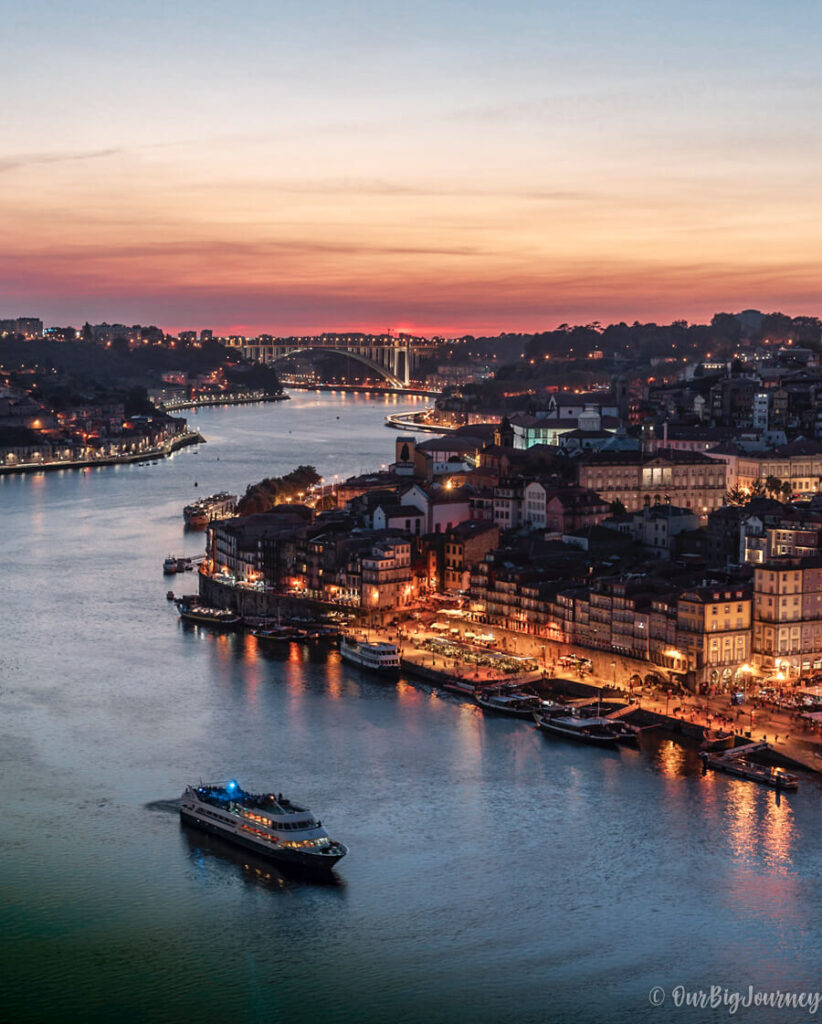 Sunset on Douro River in Porto