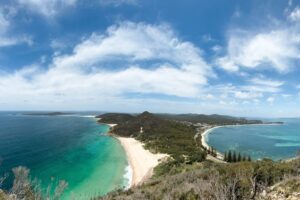 Views at the top of Tomaree Head Summit in Port Stephens Australia