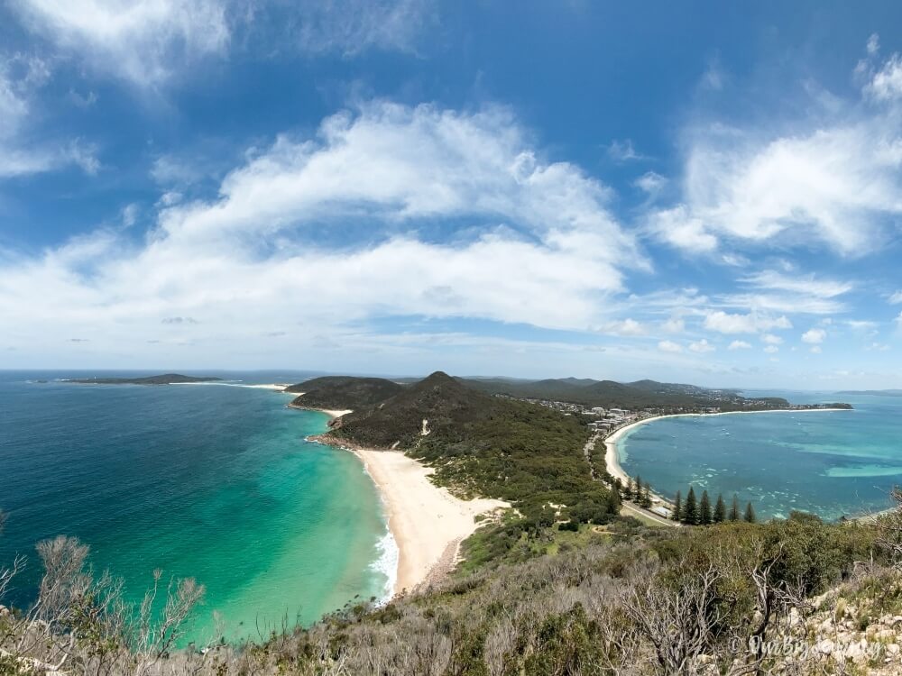 Views at the top of Tomaree Head Summit in Port Stephens Australia