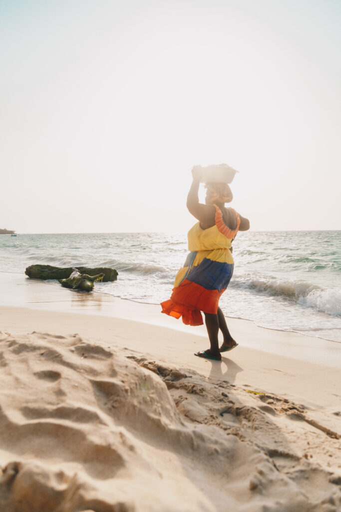 Colombian woman at Playablanca in Cartagena