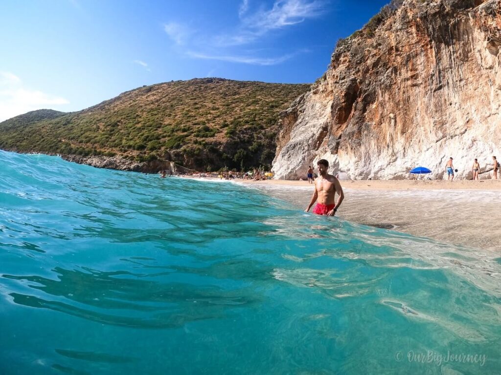 Gjipe beach waters