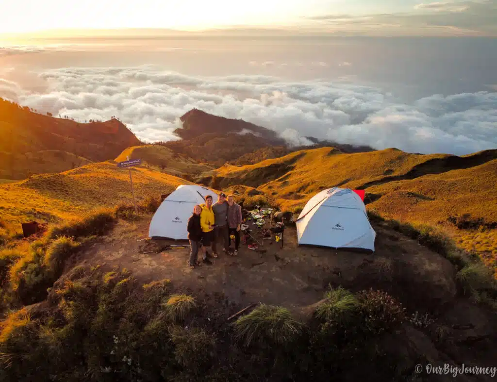 Mount Rinjani campsite at crater rim