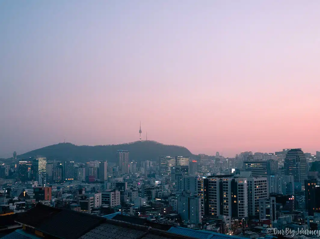 Seoul skyline evening views