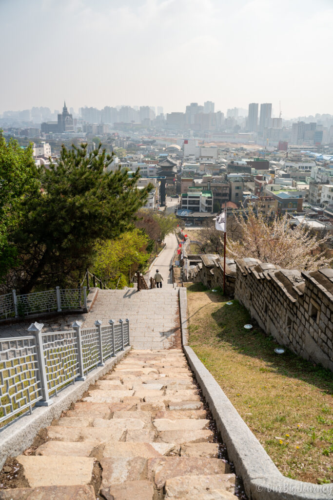 Start the walk along Suwon Hwaseong Fortress walls