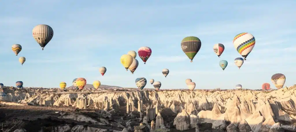 balloons over Love Valley in Cappadocia