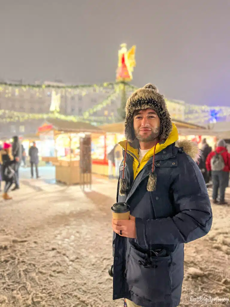 Drink mullet wine at Krakow Christmas market.